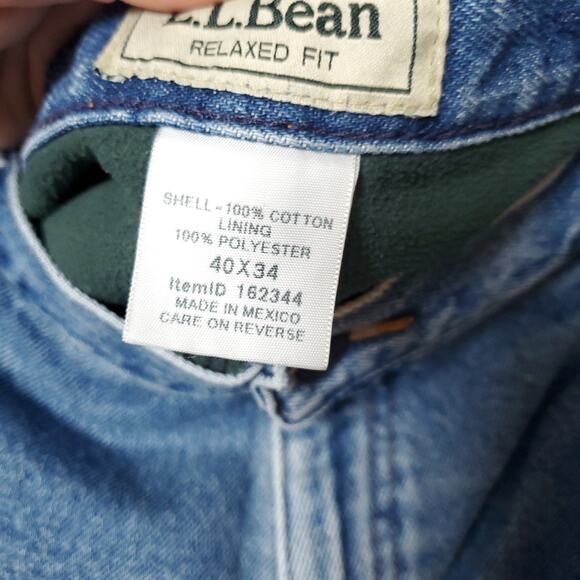 LL BEAN Men's Relaxed Fit  Fleece Lined Jeans 40 x34 - Picture 4 of 9